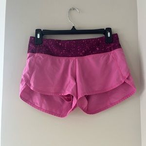 Lululemon speed up shorts 2.5 inch inseam in pink